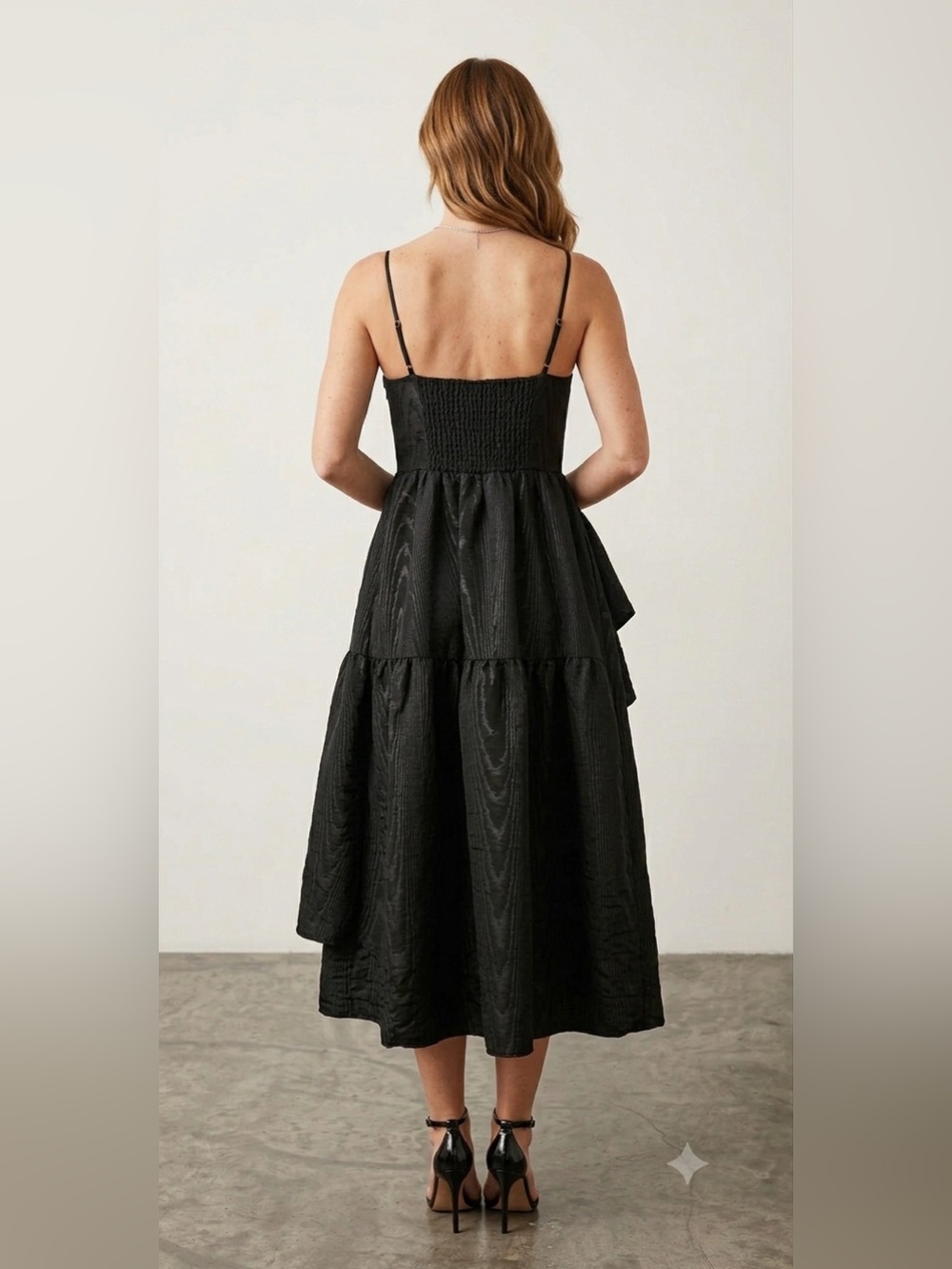 Kate Spade, Black Asymmetric Tiered Midi Dress, NWT, Small, P2P:17” - Picture 2 of 9